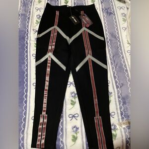 Her Universe Black Leggings with Red and Silver Stripe Detail